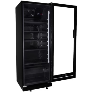 Koelkast zwart met glazen deur 350 Liter