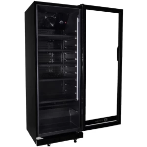 Koelkast zwart met glazen deur 350 Liter